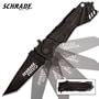 Schrade SCHA2B Nitro Linerlock Knife with Aluminum Handle and  Coated Tanto Blade, Black