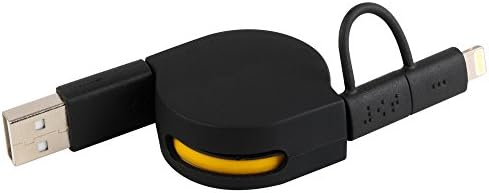 Retractable Combo Sync and Charge Cable, Lightning and Micro-USB