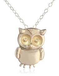 Duragold 14k Yellow Gold Small Owl Pendant Necklace, 18"