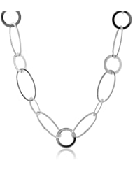 Kenneth Cole New York "Shiny Metals" Silver Circle and Oval Link Long Necklace, 44"