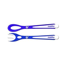 Mebby Baby Cutlery Set (2 x Spoons / 2 x Forks, White / Blue)