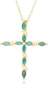 Yellow Gold Overlay Sterling Silver Emerald Cross Pendant, 18"