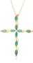 Yellow Gold Plated Sterling Silver Emerald Cross Pendant, 18"