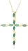 Yellow Gold Overlay Sterling Silver Emerald Cross Pendant, 18