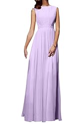 Modest Bateau Neck Chiffon Sleeveless Evening Dress 