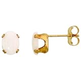 10k Gold (7x5mm) Oval Fire Opal Stud Earrings