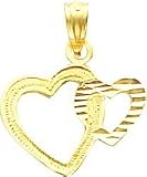 14K Gold Diamond Cut Double Heart Pendant 31Zi2v71SEL. SL160 14K Gold Diamond Cut Double Heart Pendant