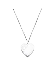 Sterling Silver Engraved Heart Locket Pendant (0.95" or 24mm Height) with 1.5mm Rolo Cable Chain - 20" Inches