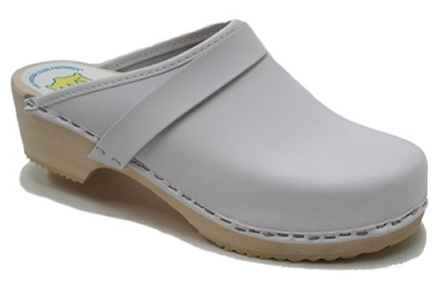 AM-Toffeln 100 Wooden Clog in white leather
