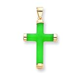 14k Green Jade Cross Pendant