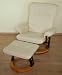 G11 Stillsessel Ruhesessel Fernsehsessel Beige echtes Leder Holz incl. Hocker