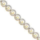 Sterling Silver Vermeil Diamond Accent Circle Bracelet - 7 Inch - 0.02mm - Box Clasp