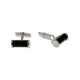 Eve's Addiction Black Bar Mans Sterling Silver Cufflinks