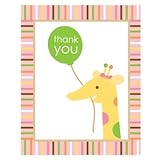 Sweet Safari Pink 1st Birthday Thank-You Notes