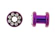 Stainless Steel Screw-On Purple Plugs with Clear Crystals - 8 Gauge - Sold as a Pair