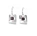 square Silver Earrings Set with a little square garnet Stone in the centre