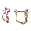 14K Yellow Gold Hot Pink Cubic Zirconia Dragonfly Earrings