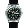 Dakota Watches 2603-7 Angler, Black EL Dial, Polished S.S. Case, Leather Band