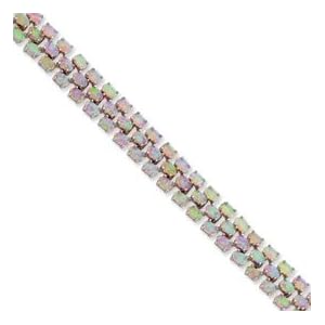 Sterling Silver 7inch Created Opal Bracelet - Box Clasp by