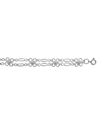 Sterling Silver Charm Bracelet w/ Flowers