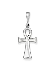 14k White Gold Ankh Cross Pendant. Metal Wt- 2.66g
