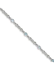 Sterling Silver Aquamarine and Diamond Bracelet