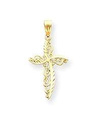 14k Gold Scroll Design Cross Pendant