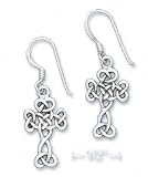 Sterling Silver 7/8 Inch Scrolled Celtic Design Cross Earrings