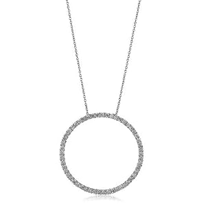 Cubic Zirconia CZ Sterling Silver Pendant Circle Pendant