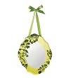 Sugared Fruit Green Velveteen Floral Overlay Mirror Wall Decoration 10"