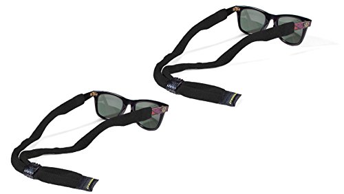 Croakies Suiter Eyewear, Eyeglass, and Sunglass Retainer (Black, 2 Pack)