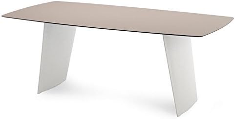 Domitalia Stone Rectangular Dining Table in White Polyethylene