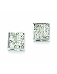 0.8 Carat 14K White Gold Princess Diamond Screwback Earrings