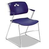 Safco Veer Flex Back Stack Chair, Blue, Set of 4