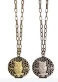 Antiqued ZAD Round Owl Locket Charm Necklace You Choose Antique Silver or Gold