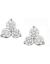 14k White Gold 3-Stone Diamond Pyramid Earrings (0.60 ct.tw.)