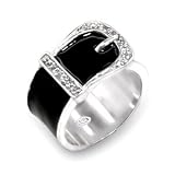 Women's Young Line Clear Swarovski Crystal Rhodium Ring, Size: 4-10