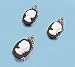 Sterling Silver Pendant and Earrings Set - Black Cameo in Prong Edge