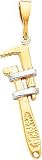 14K Two Tone Gold Pipe Wrench Charm Plumbers Jewelry