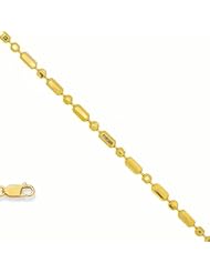 14k Solid Yellow Gold 1.5 mm (1/16 Inch) Bead-bar Chain Necklace 20" w/ Lobster Claw Clasp