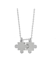 Sterling Silver Puzzle Pendant with Chain for Autism Awareness