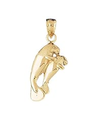 Dazzlers Solid 14 karats gold Double Manatees Sea Cow Charm Pendant Available in three colors from jewelsberry (weights: 2.8 grams only)