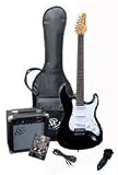 SX RST 3/4 BK Short Scale Black Guitar Package with Amp, Carry Bag and Instructional DVD