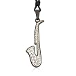 Ziovani 2-Tone Saxaphone with CZ Stones Stainless Steel Pendant Necklace