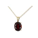 9ct Yellow Gold Garnet Oval Pendant With 18 Chain