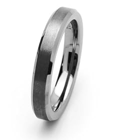 4MM Comfort Fit Tungsten Carbide Wedding Band Beveled Edges For Men & Women (5 to 15) Size 5