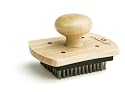 Pizzacraft PC0206 4" x 5" Hardwood Handled Pizza Stone Scrubber Brush with Stainless Steel Bristles