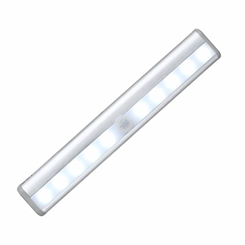 OXYLED T-02 Stick-on Anywhere Portable 10 LED Wireless Motion Sensing Light Bar with Magnetic Strip (Battery Operated) – Silver