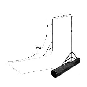 10ftx20ft Seamless Photography White Muslin Backdrop with backdrop stand