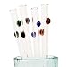 Glass Dharma Decorative Dots Multicolored 5 Piece 12mm 9 Inch Glass Straws and Brush Set